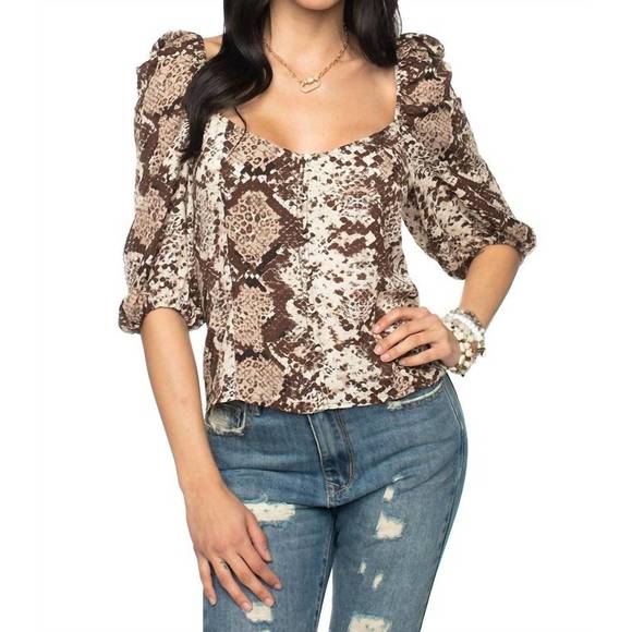 NEW BUDDYLOVE snake crop top in brown - Picture 1 of 2